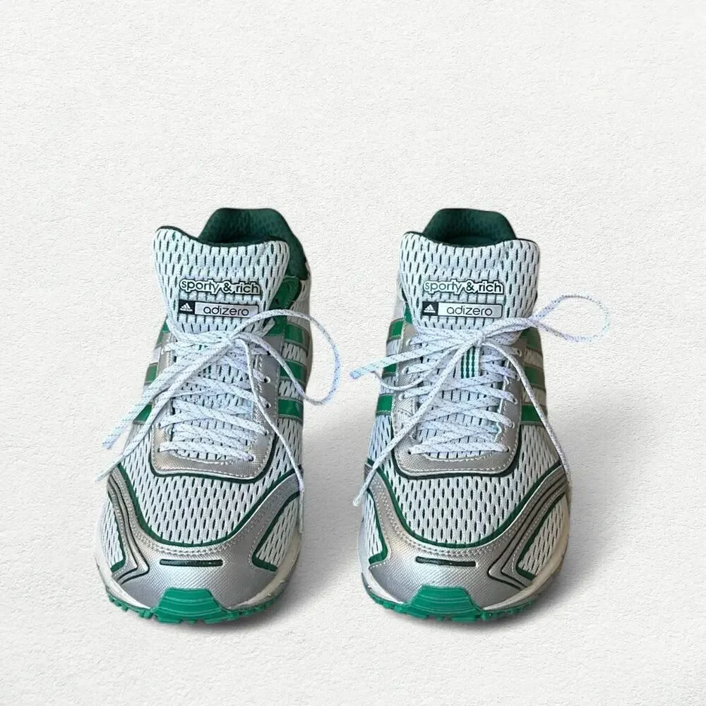 Adidas Originals x Sporty & Rich Adios OG Adiwear in White, Court Green & Silver